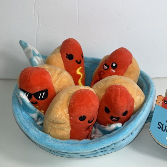 Emotional Support Hot Dogs 5pc Plush Set NWT - Picture 4 of 13